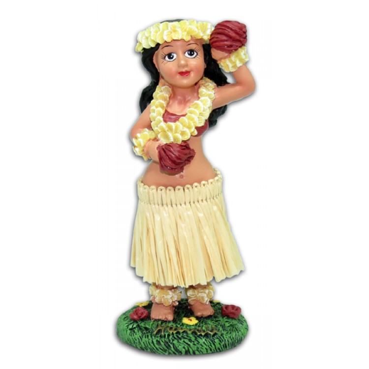 Miniature Dashboard Hula Doll Girl with Flower Perfect wind